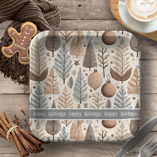 Earth Tones Christmas Pattern#25 ID1009 Paper Plate