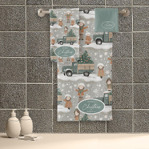 Earth Tones Christmas Pattern#2 ID1009 Bath Towel Set