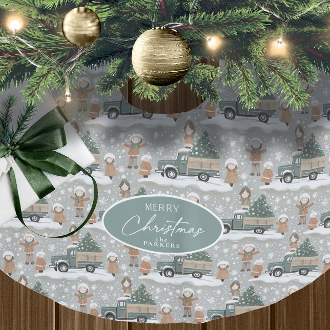 Earth Tones Christmas Pattern#2 ID1009 Brushed Polyester Tree Skirt (Creator Uploaded)