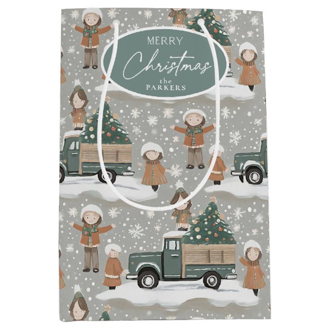 Earth Tones Christmas Pattern#2 ID1009 Medium Gift Bag (Front)