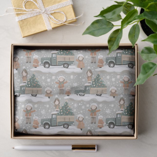 Earth Tones Christmas Pattern#2 ID1009 Tissue Paper (Gift)