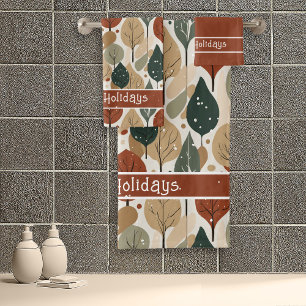 Earth Tones Christmas Pattern#5 ID1009 Bath Towel Set