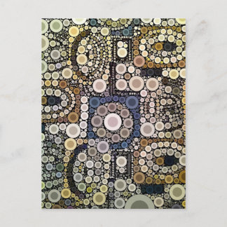 Earth Tones Concentric Circles Mosaic Pattern Postcard