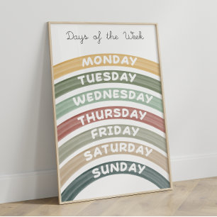 Earth Tones Days of the Week Affiche éducative