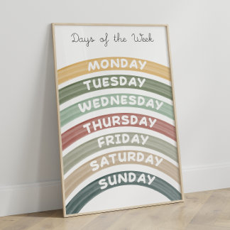 Earth Tones Days of the Week Affiche éducative