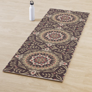 Earth Tones Floral Mandala Yoga Mat