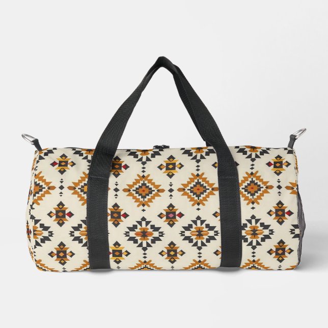 Earth Tones Geometric Pattern Monogram Duffel Bag (Front)