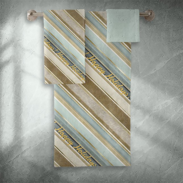 Earth Tones Gold Christmas Pattern#28 ID1009 Bath Towel Set (Creator Uploaded)