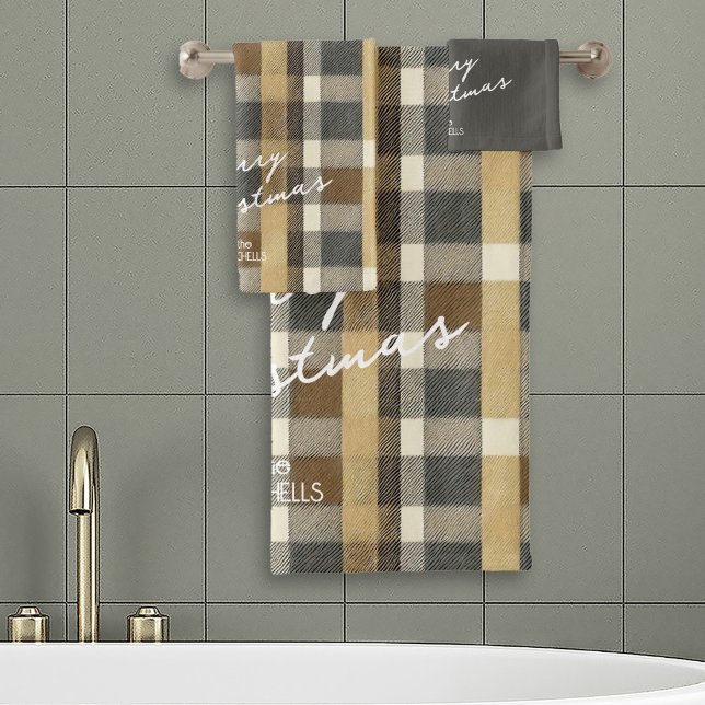 Earth Tones Gold Christmas Pattern#7 ID1009 Bath Towel Set (Creator Uploaded)
