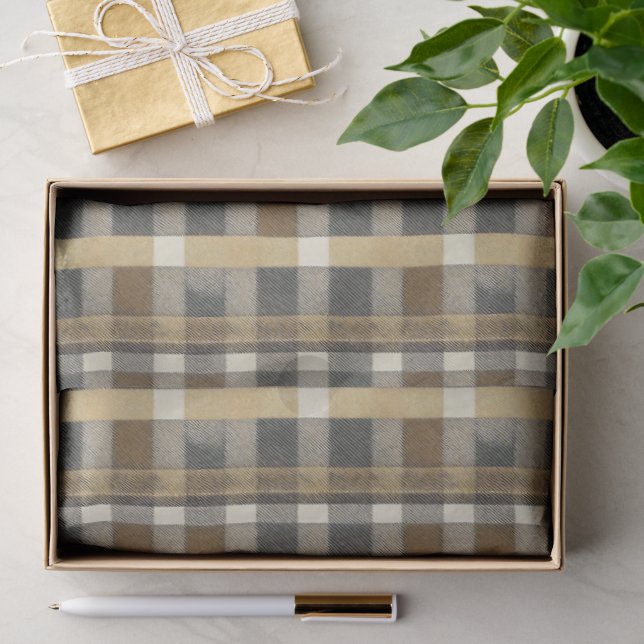 Earth Tones Gold Christmas Pattern#7 ID1009 Tissue Paper (Gift)