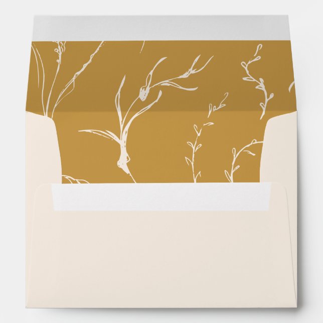 Earth Tones gold organic hand drawn floral  Envelope (Back (Bottom))