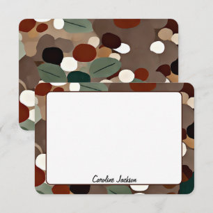 Earth tones leaves and dots personalized card