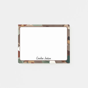 Earth tones leaves and dots personalized post-it notes
