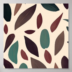 Earth tones leaves minimalist art  poster