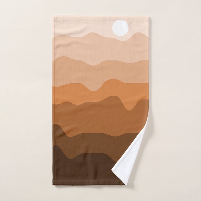Earth Tones Minimalist Desert Landscape with Sun   Bath Towel Set (Hand Towel)