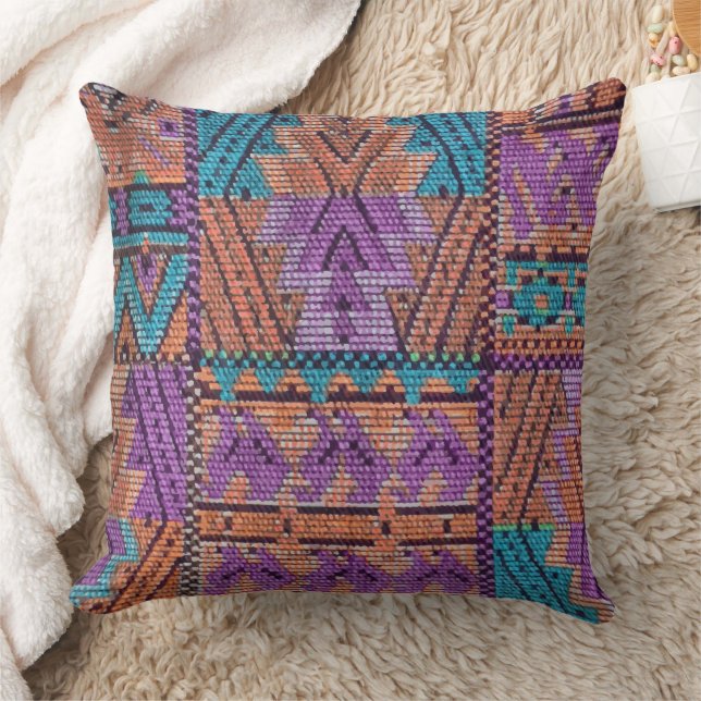 Earth Tones Native/Tribal Pattern Throw Pillow (Blanket)