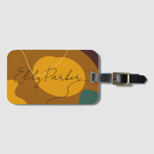 Earth tones organic shapes abstract background luggage tag