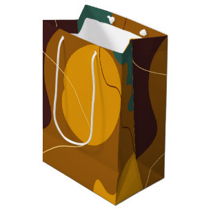 Earth tones organic shapes abstract background medium gift bag