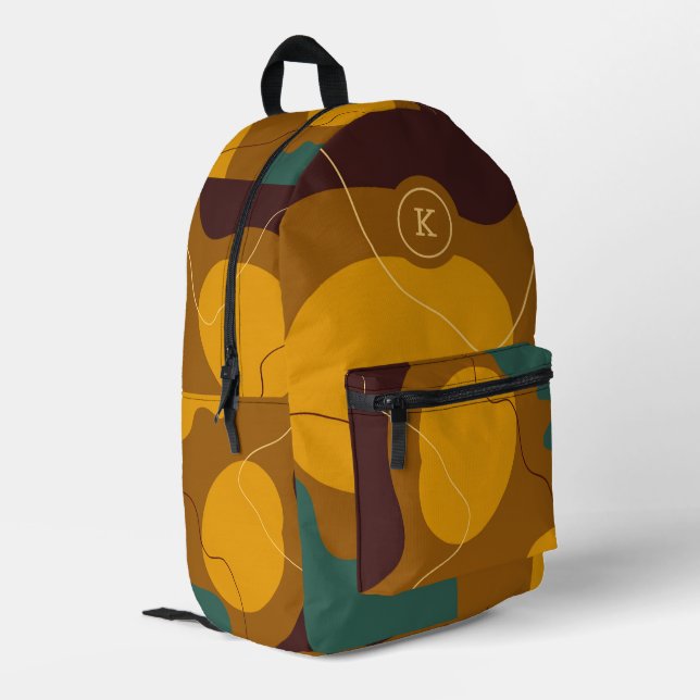 Earth tones organic shapes abstract background printed backpack (Back Corner Left)