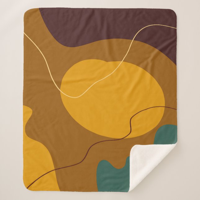 Earth tones organic shapes abstract background sherpa blanket (Front)