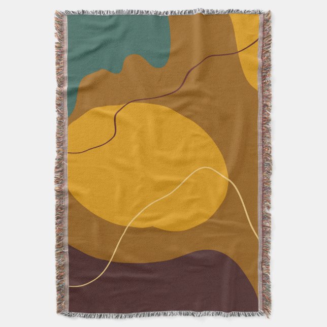 Earth tones organic shapes abstract background throw blanket (Front Vertical)