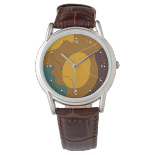 Earth tones organic shapes abstract background watch
