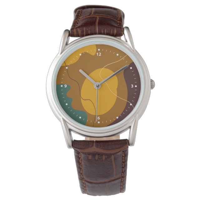 Earth tones organic shapes abstract background watch (Front)