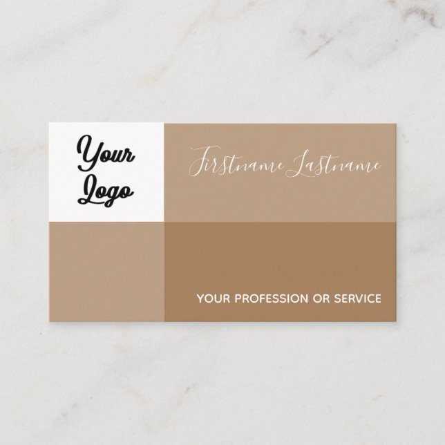 Earth tones rectangular with logo calligraphy business card (Front)