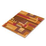 Earth tones red brown pattern tile<br><div class="desc">Red and brown striped geometric shapes inspired from the earth tones in Australia's red centre. Design by Sarah Trett.</div>