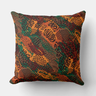 Earth Tones Safari Animal Print Throw Pillow