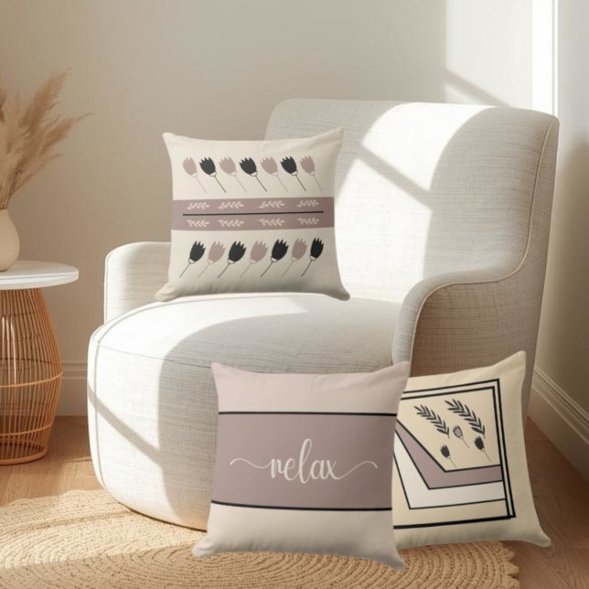 Earth Tones Script "Relax" Throw Pillow (Creator Uploaded)