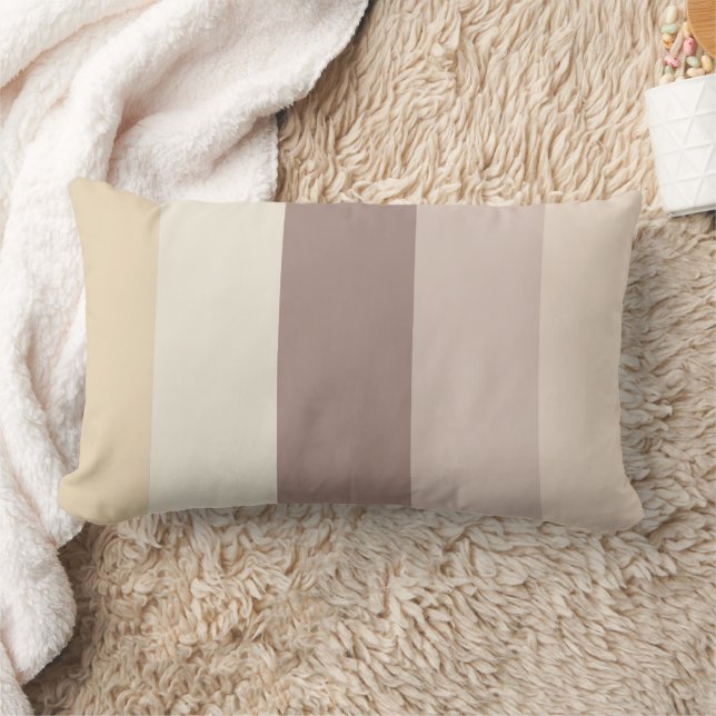 Earth Tones Stripe Pattern Lumbar Throw Pillow (Blanket)