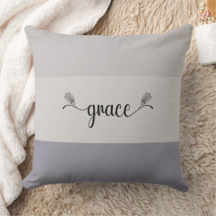 Earth Tones Striped "Grace" Script Throw Pillow