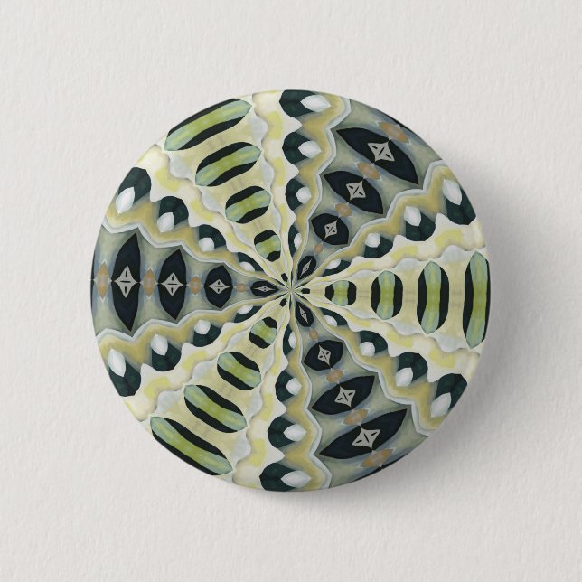 Earth Tones Symmetrical Kaleidoscope 2 Inch Round Button (Front)