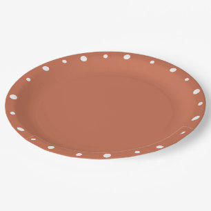 Earth Tones Terra Cotta White Polka Dots Paper Plate