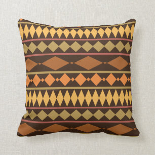 Earth Tones Tribal Design Geometric Pattern Throw Pillow
