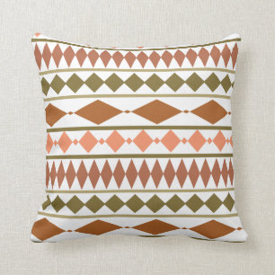 Earth Tones Tribal Geometric Pattern Throw Pillow