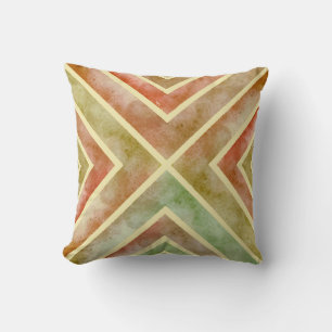 Earth tones watercolor geometric chevron stripes throw pillow