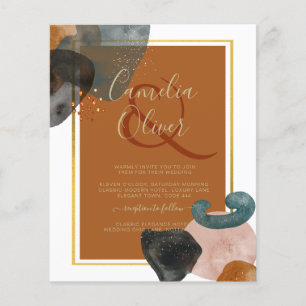 Earth Tones Wedding Terracotta Green Gold Abstract Flyer
