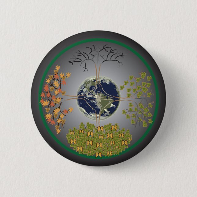 Earth Tree Mandala 2 Inch Round Button (Front)
