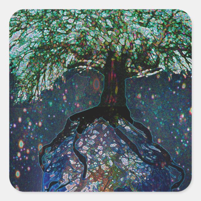 Earth Tree of Life Square Sticker (Front)
