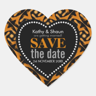 Earth Tribe Tribal Save the Date Love Heart Sticker