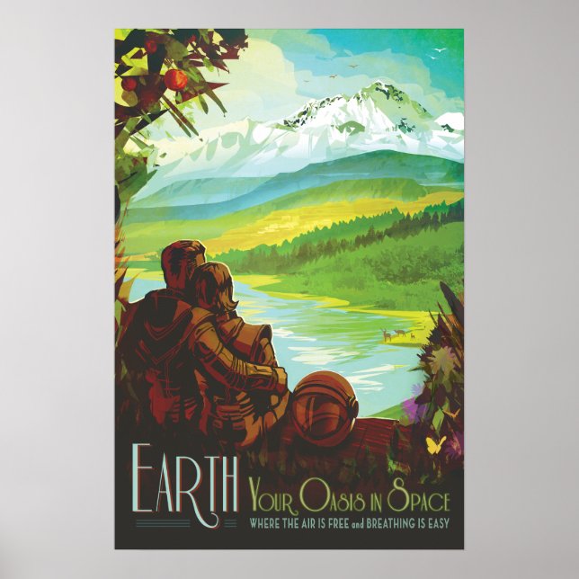 Earth Vintage Space Travel Poster (Front)
