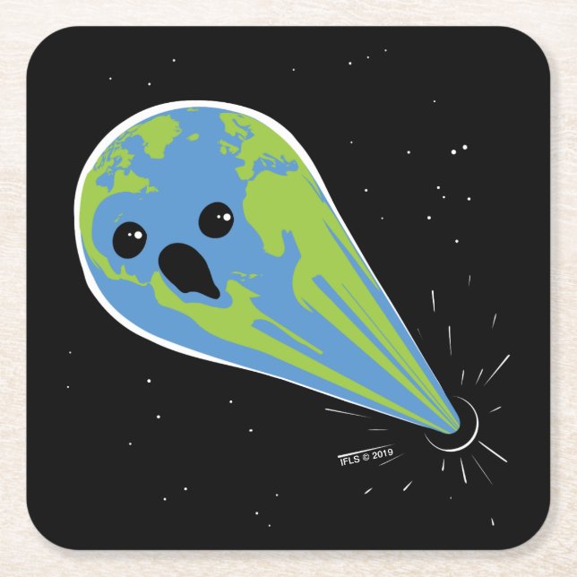 Earth Vs. Black Hole Square Paper Coaster (Front)