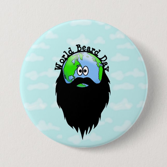 Earth Wearing A Beard Button (Front)