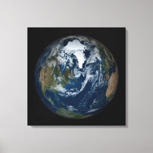 Earth With Clouds And Sea Ice 2 Canvas Print