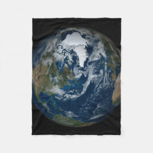 Earth With Clouds And Sea Ice 2 Fleece Blanket