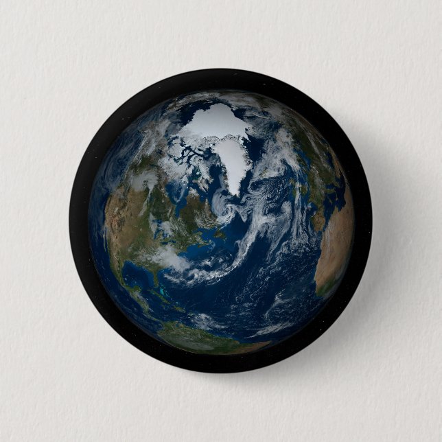 Earth With Clouds And Sea Ice 2 Inch Round Button (Front)