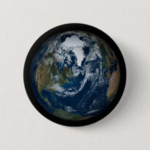Earth With Clouds And Sea Ice 2 Inch Round Button