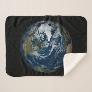 Earth With Clouds And Sea Ice 2 Sherpa Blanket